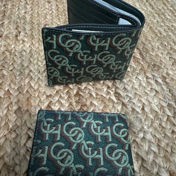 NWT Coach 3-In-1 Wallet Printed Coated Canvas Monogram Amazon Green - Picture 5 of 9
